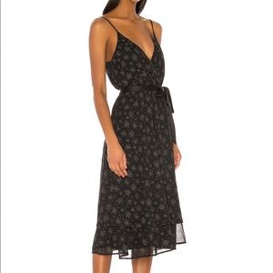 Privacy Please midi black dress with flower details and tie